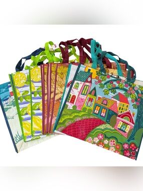 8! TJ Maxx Reusable Shopping Tote Bags NWT Assorted Prints Eco Grocery Gift Bags